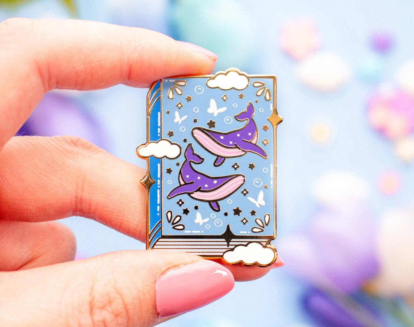 Whale Book Enamel Pin