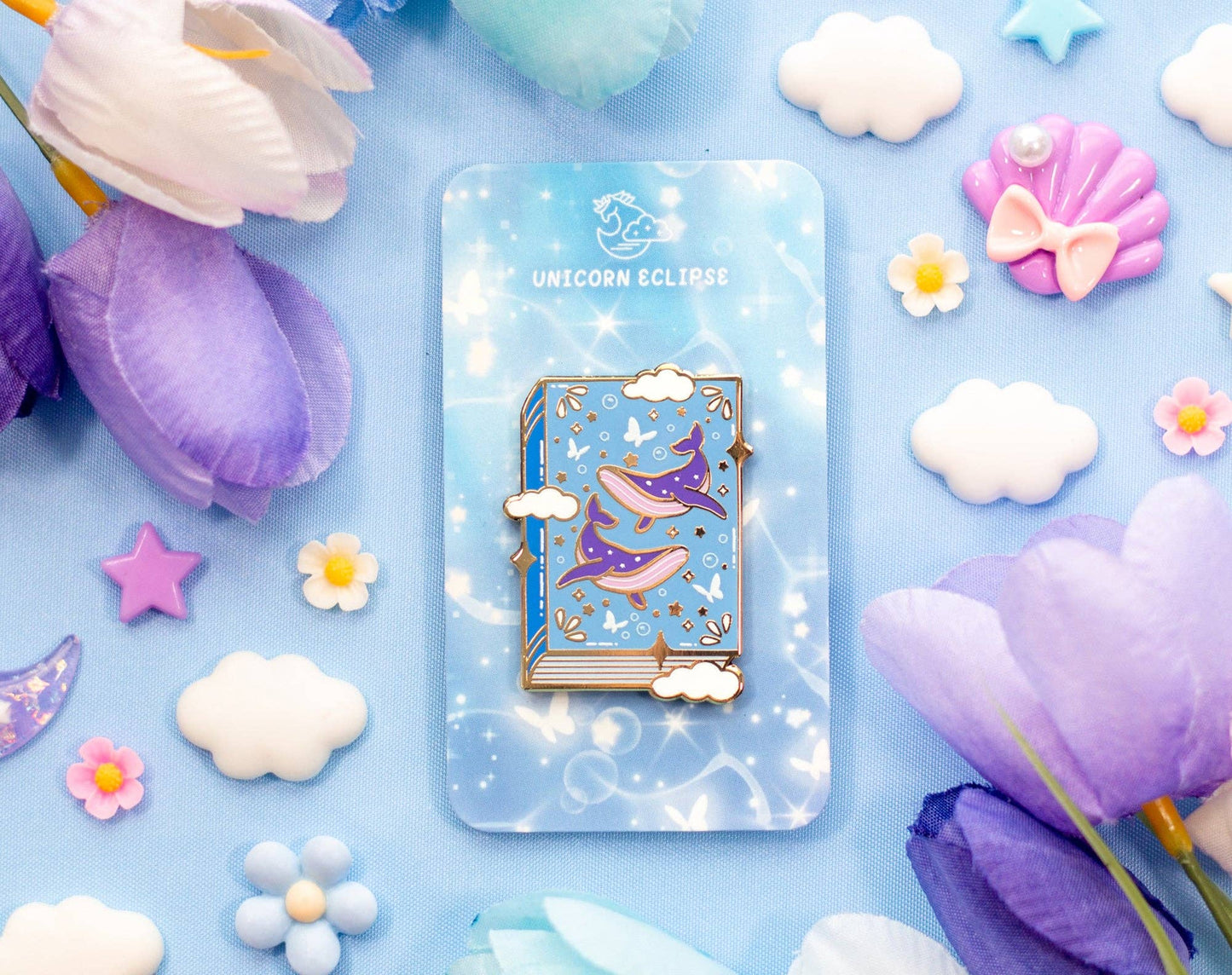 Whale Book Enamel Pin