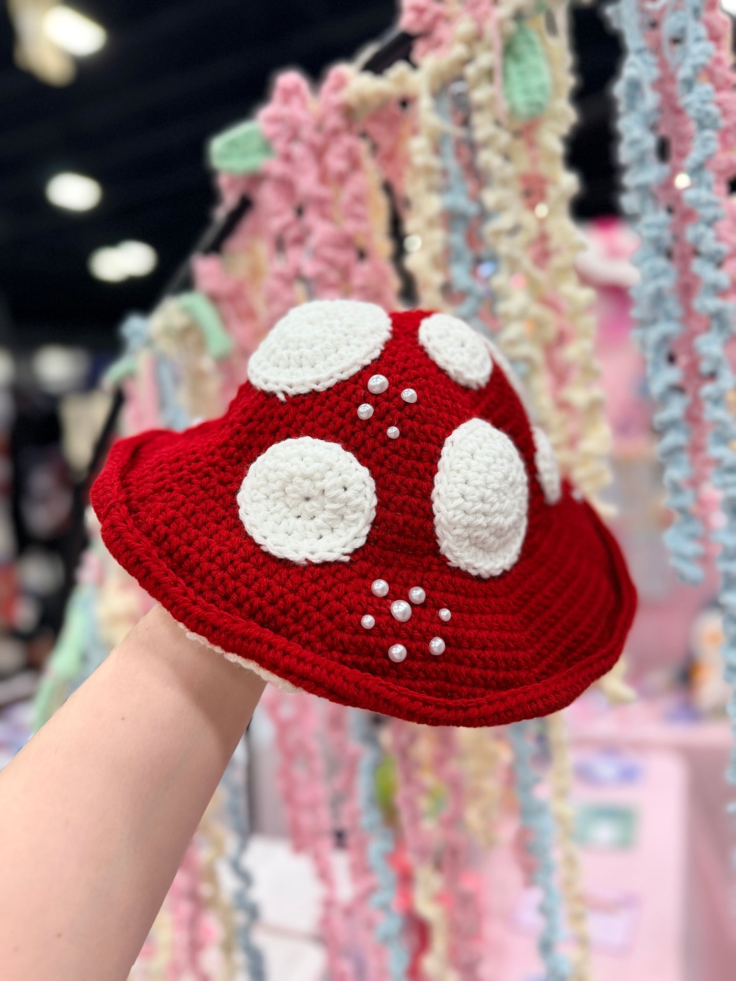 mushroom hat w/ pearls
