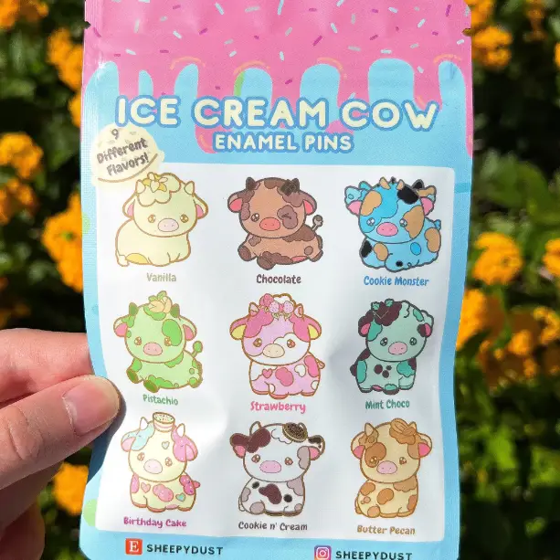 Ice Cream Cow Mystery Enamel Pin