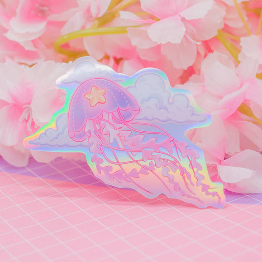 Cosmic Jellyfish and Clouds holographic vinyl sticker