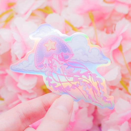 Cosmic Jellyfish and Clouds holographic vinyl sticker