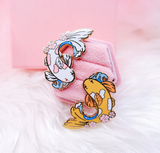 Japanese Cherry Blossom Koi Fish Enamel Pin Set