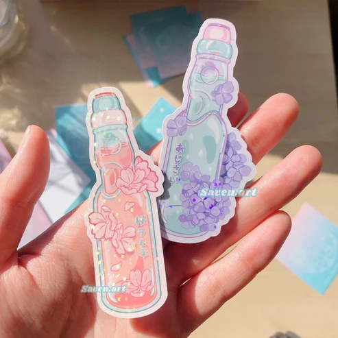 Sakura and Hydrangea Ramune Sticker